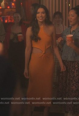 Orange cutout twist front dress on Grown-ish