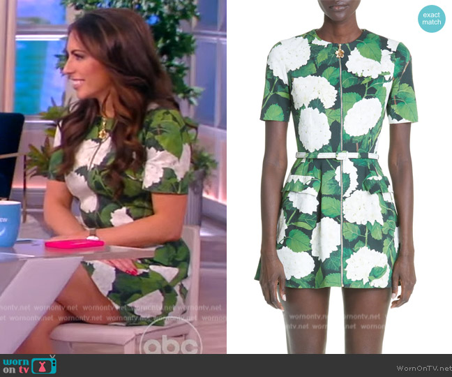 Oscar de la Renta Hydrangea Zip-Front Minidress worn by Alyssa Farah Griffin on The View