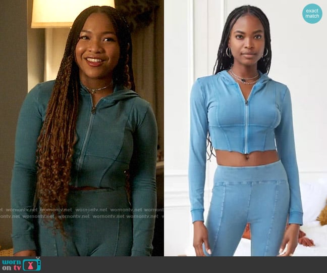 Urban Outfitters Out From Under Cora Corset Hoodie and Aria Pants worn by Delilah (Laya DeLeon Hayes) on The Equalizer