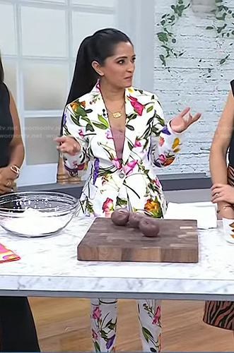 Palak Patel’s white floral suit on Today