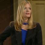 Phyllis’s blue ribbed cutout top on The Young and the Restless
