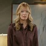 Phyllis’s brown silky shirt on The Young and the Restless