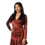 Portia’s brown satin mini dress in promo photos on General Hospital