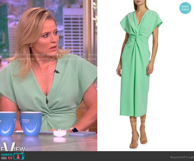 Prabal Gurung Jackie Twisted-Front Midi-Dress worn by Sara Haines on The View