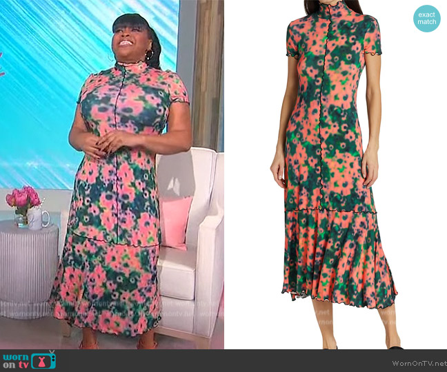 Proenza Schouler White Label Dyed Sunflower Midi-Dress worn by Sherri Shepherd on Sherri