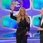 Rachel’s black wrap jumpsuit on The Price is Right