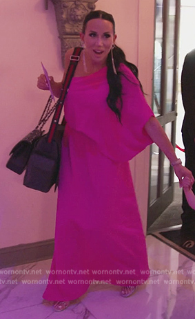 Rachel's pink one shoulder maxi dress on The Real Housewives of New Jersey