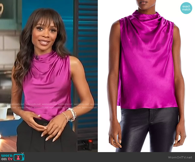 Rails Kaleen Ruched Funnel Neck Top worn by Zuri Hall on Access Hollywood