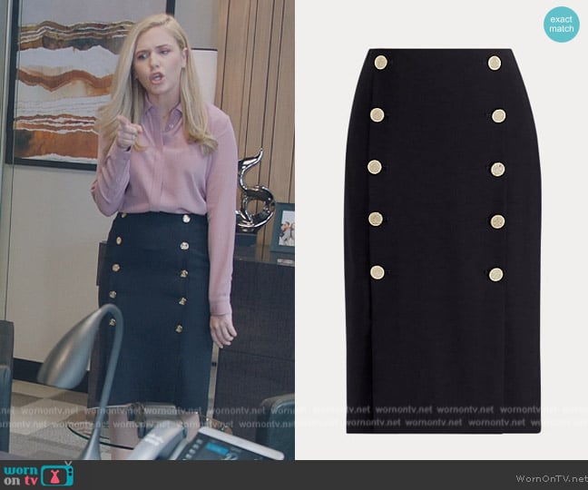 Ralph Lauren Ophelie Wool-Blend Skirt worn by Sadie Ryan (Harriet Dyer) on American Auto