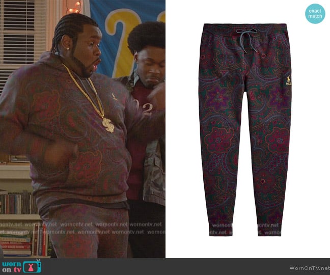 Ralph Lauren Paisley Print Jogger Sweatpants worn by Sherm Jones (Carl Tart) on Grand Crew