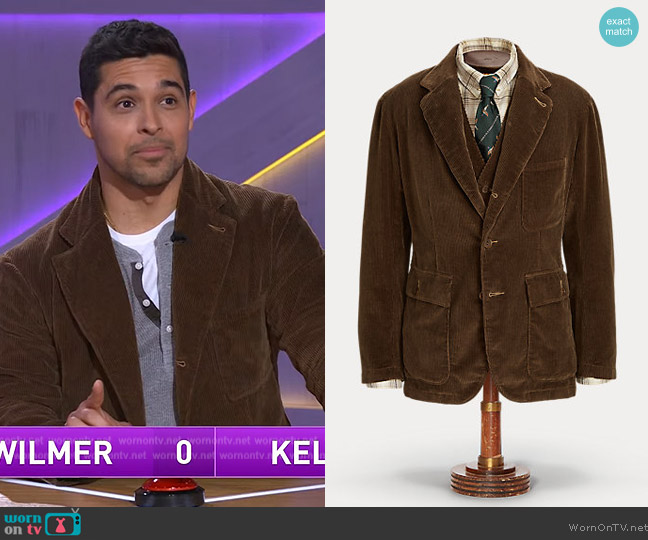 Ralph Lauren Unconstructed Corduroy Sport Coat worn by Wilmer Valderrama on The Kelly Clarkson Show