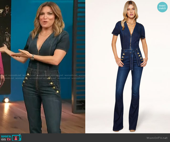 Ramy Boork Helena Denim Jumpsuit worn by Kit Hoover on Access Hollywood