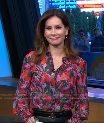Rebecca’s floral silk blouse on Good Morning America