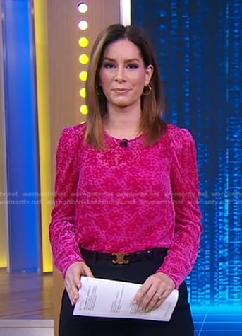 Rebecca’s pink velvet burnout top on Good Morning America