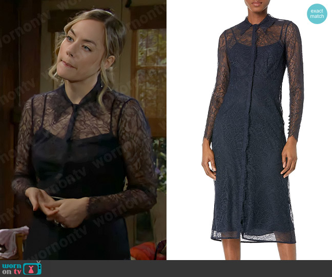 Rebecca Taylor Lace Shirt Dress worn by Hope Logan (Annika Noelle) on The Bold and the Beautiful
