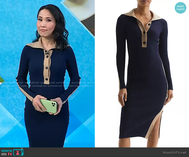 Reiss Nikola Contrast Trim Bodycon Dress worn by Vicky Nguyen on Today