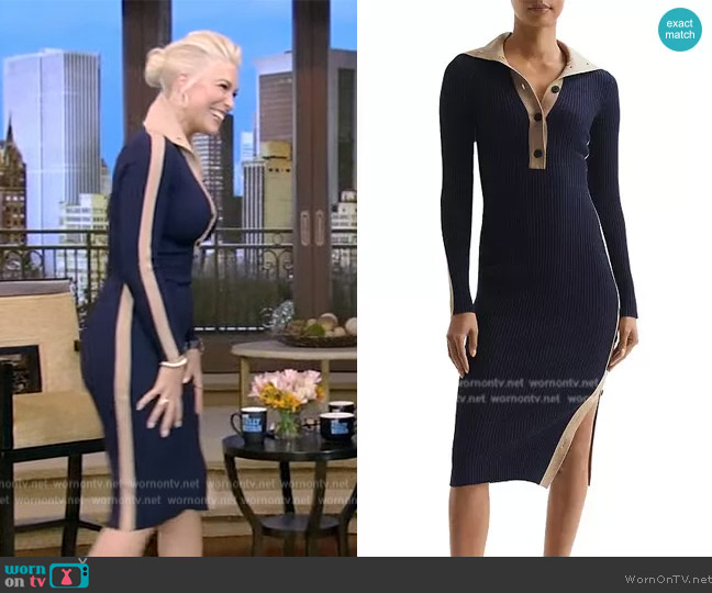 Reiss Nikola Colorblock Ribbed Midi-Dress worn by Hannah Waddingham on Live with Kelly and Mark