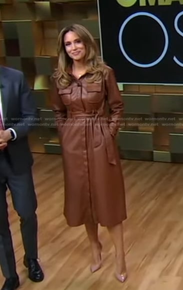 Rhiannon's brown leather shirtdress on Good Morning America
