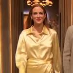 Riley Keough’s yellow satin top and skirt on The Drew Barrymore Show