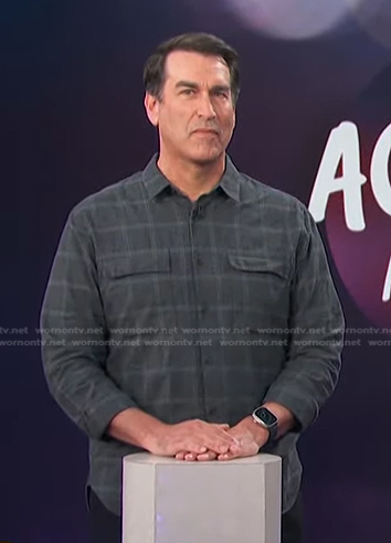 Rob Riggle’s grey plaid shirt on Access Hollywood