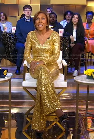 Robin's gold sequin jumpsuit on Good Morning America