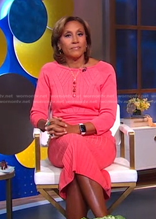 Robin's pink stitched knit dress on Good Morning America
