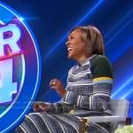 Robin’s striped ribbed sweater and skirt on Good Morning America