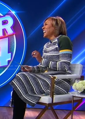 Robin’s striped ribbed sweater and skirt on Good Morning America