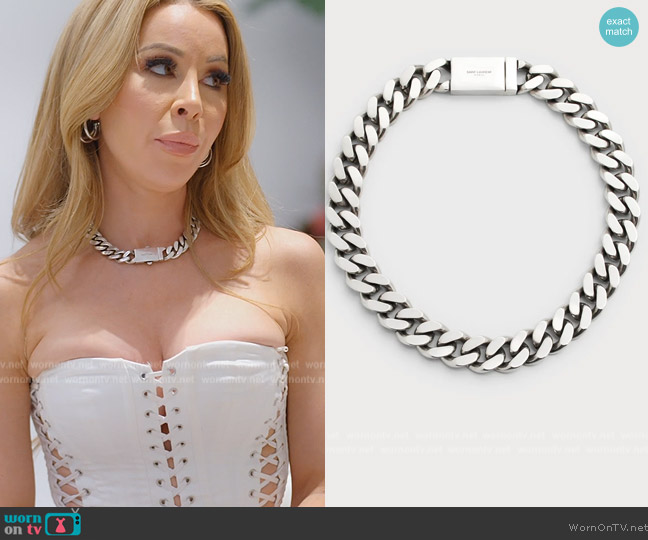 Saint Laurent Thick Curb Chain Necklace worn by Lisa Hochstein (Lisa Hochstein) on The Real Housewives of Miami