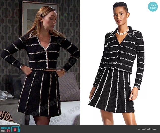 Sandro Andina Textured Striped Cardigan worn by Gwen Rizczech (Emily O'Brien) on Days of our Lives