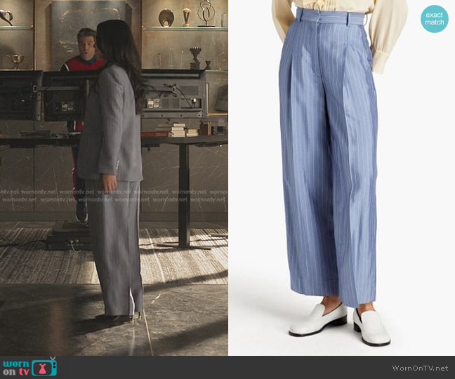 Sandro Felix Pleated Pinstriped Pants worn by Paisley (Alli Chung) on Sex/Life