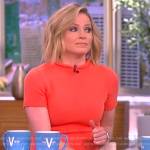 Sara’s orange ribbed sheath dress on The View