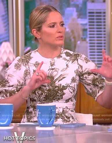 Sara's white and green floral print dress on The View