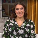 Sarah Gelman’s black floral blouse on CBS Mornings