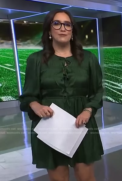 Savannah's green tie front satin dress on NBC News Daily