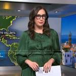 Savannah’s green tie front satin dress on NBC News Daily