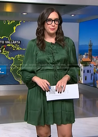 Savannah’s green tie front satin dress on NBC News Daily