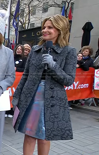 Savannah’s grey paisley coat on Today