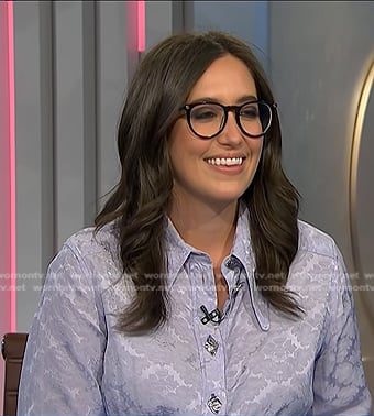 Savannah's lilac embellished button blouse on NBC News Daily