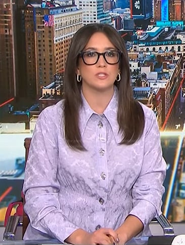 Savannah's lilac embellished button blouse on NBC News Daily