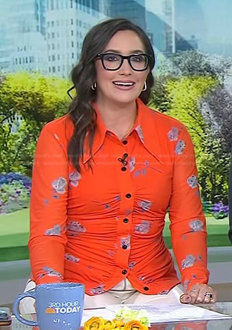 Savannah's orange floral ruched shirt on Today