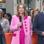 Savannah’s pink and red contrast coat on Today