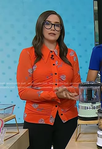 Savannah's orange floral ruched shirt on Today