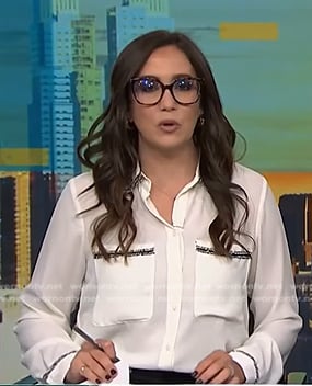 Savannah's white contrast trim shirt on NBC News Daily