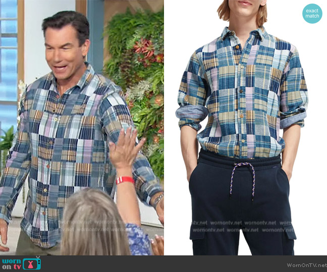 Scotch & Soda Fit Plaid Cotton Flannel Button-Up Shirt worn by Jerry O'Connell on The Talk