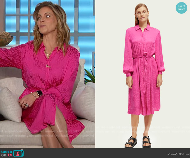Scotch and Soda Relaxed fit printed midi jacquard shirt dress worn by Natalie Morales on The Talk