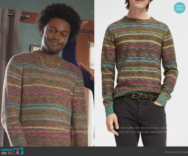 Scotch and Soda Structured Space-Dyed Sweater worn by Noah Koles (Echo Kellum) on Grand Crew