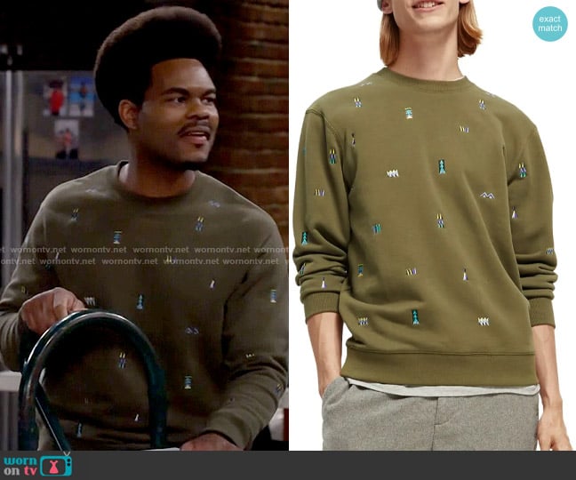 Scotch & Soda Embroidered Sweatshirt worn by Carter (Julian Gant) on Call Me Kat