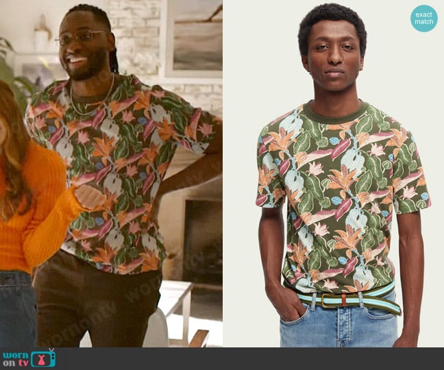 Scotch & Soda Printed organic cotton crewneck T-shirt worn by Chester Phineas Runk (Brandon McKnight) on The Flash