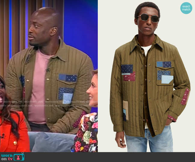 Scotch & Soda Quilted patched jacket worn by Akbar Gbaja-Biamila on CBS Mornings